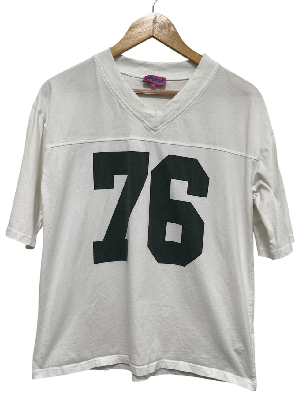 Edikted Oversized 76 Tee V Neck Jersey Style Cotton T Shirt Size XS